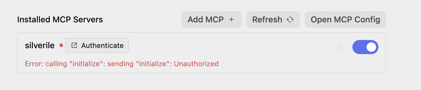 Antigravity Silverile server still showing Unauthorized after an authorization code is submitted