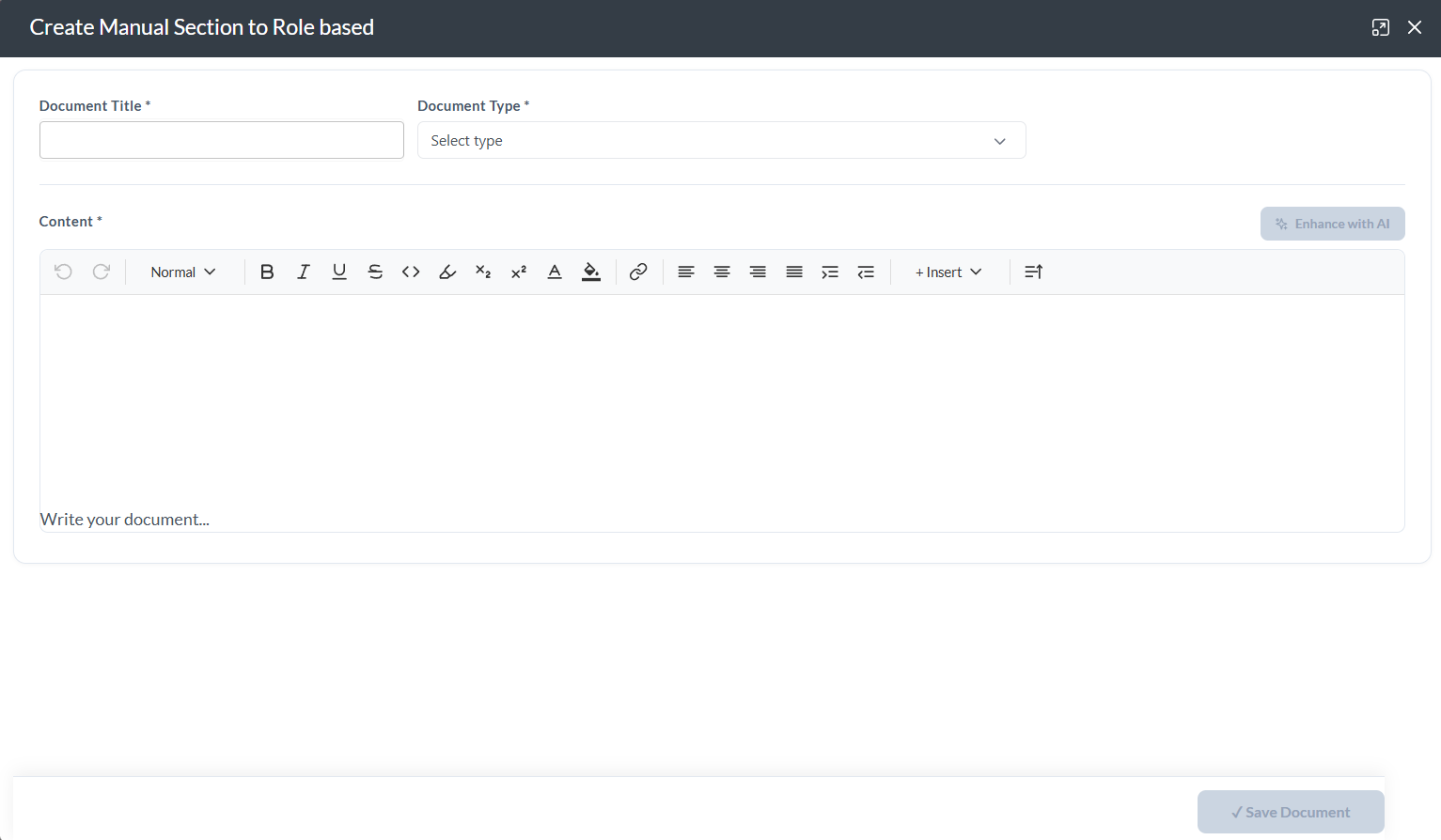 Create document manually