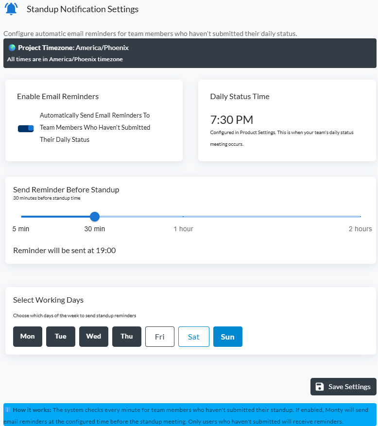 Project notification settings