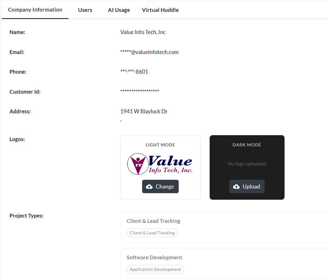 Company Information tab